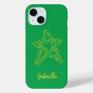 Coque Case-Mate iPhone étoiles jaunes en étoile sur vert