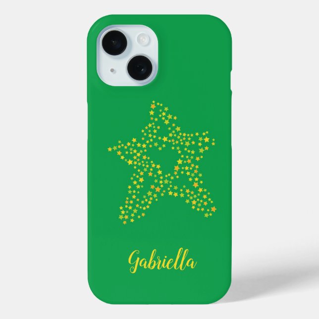 Coques Case-Mate iPhone étoiles jaunes en étoile sur vert (Verso)