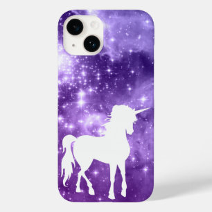 Coque Pour iPhone 14 Étoiles magiques violettes cosmiques blanc Unicorn
