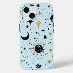 Coque Case-Mate iPhone Étoiles noires, dorées et bleues célestes de la lu