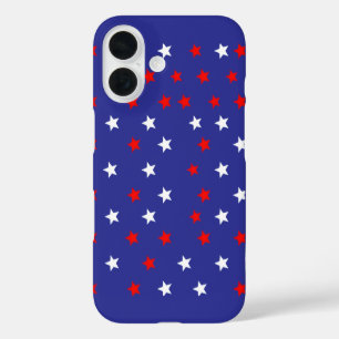 Coque Pour iPhone 16 Étoiles patriotiques rouges et blanches sur Royal