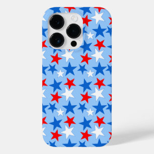 Coque Pour iPhone 14 Pro Étoiles Rouge Blanc & Bleu