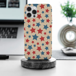 Coque Case-Mate iPhone Étoiles rouges et bleues, 4 juillet, fond beige