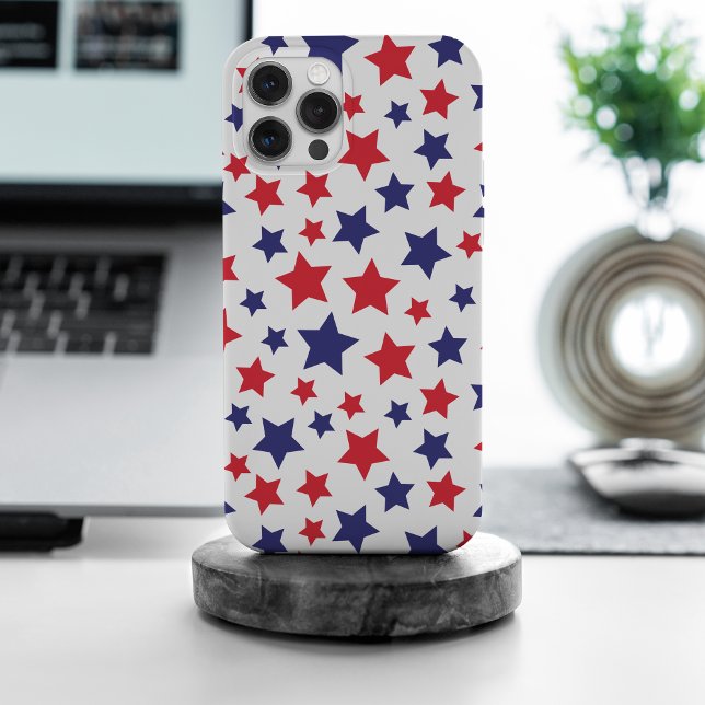 Coques Case-Mate iPhone Étoiles rouges et bleues, 4 juillet, fond blanc (Créateur téléchargé)