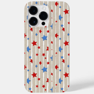 COQUE Case-Mate iPhone ÉTOILES ROUGES ET BLEUES ET STRIPES GRIS ET BLANCS