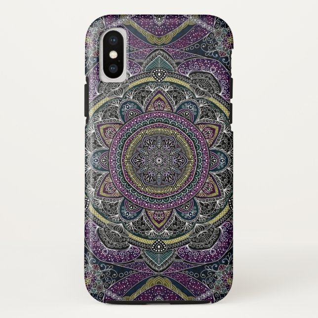 Coques Case-Mate iPhone Étoiles sacrées et dentelle de mandala pourpres et (Dos)