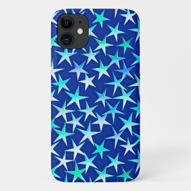 Coques Case-Mate iPhone Étoiles satinées, bleu pâle sur cobalt (Dos)