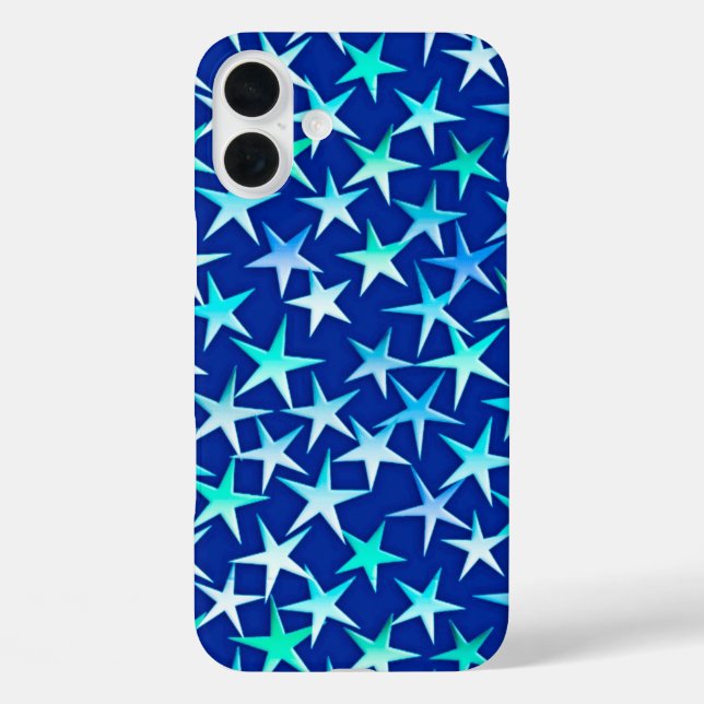 Coques Case-Mate iPhone Étoiles satinées, bleu pâle sur cobalt (Verso)