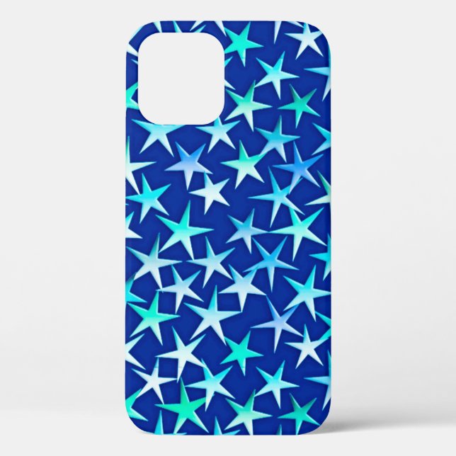 Coques Case-Mate iPhone Étoiles satinées, bleu pâle sur cobalt (Verso)