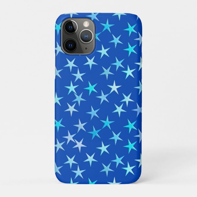 Coques Case-Mate iPhone Étoiles satinées, bleu pâle sur cobalt (Dos)