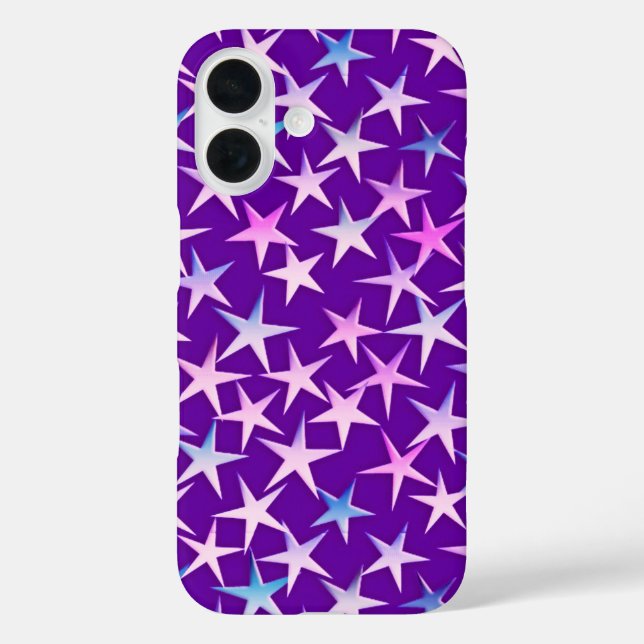 Coques Case-Mate iPhone étoiles satinées, lavande sur violet (Verso)