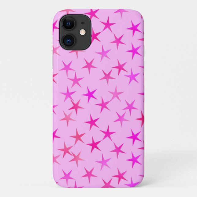 Coques Case-Mate iPhone étoiles satinées, orchidée sur rose pâle (Dos)