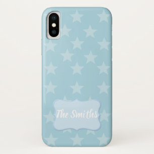Case-Mate iPhone Case Étoiles sur Monogramme bleu ou nom personnalisé