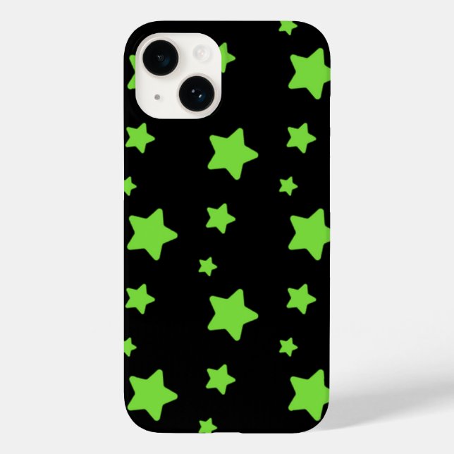 Coques Case-Mate iPhone Étoiles vertes sur motif noir (Verso)