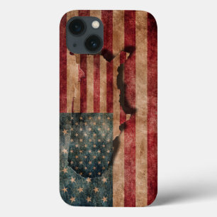 Etui iPhone 13 Étoiles vintages des Etats-Unis de grunge et