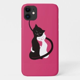 Coques Pour iPhone Étreignant des chats d'amour - rose mignon d'art