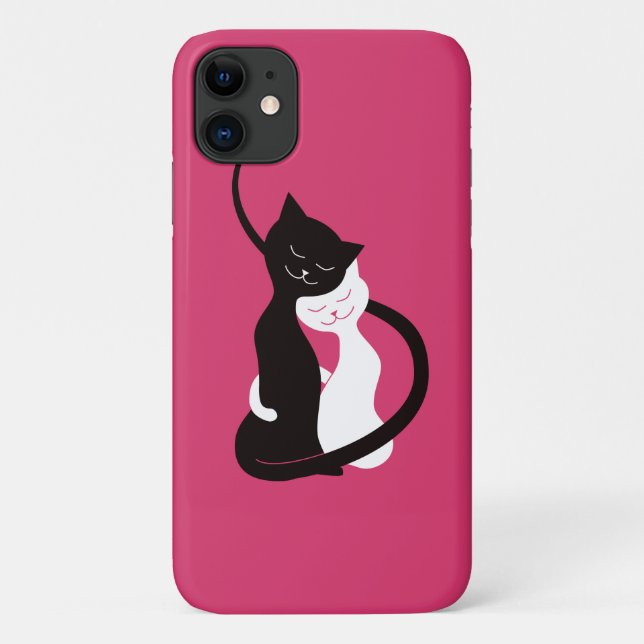 Coques Case-Mate iPhone Étreignant des chats d'amour - rose mignon d'art (Dos)