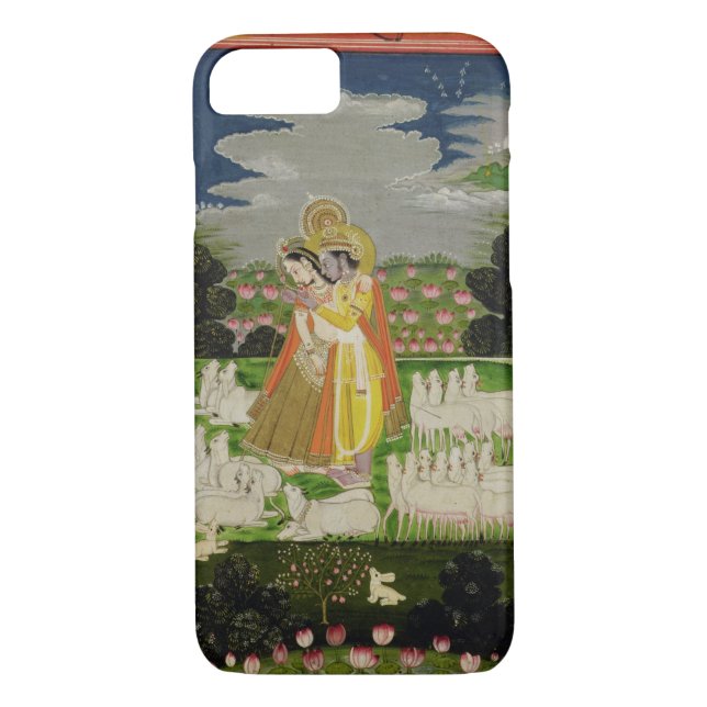 Coques Case-Mate iPhone Étreinte de Radha et de Krishna dans un landscap (Dos)
