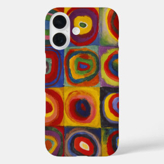 Coques iPhone 16 Étude de couleur des cercles Carré par Kandinsky