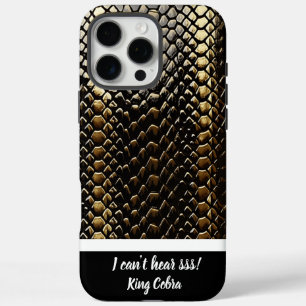 Coque iPhone 16 Pro Max Étudier les motifs de serpent noir et or