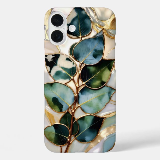 Coques Case-Mate iPhone Eucalyptus Leaf Stained Glass Phone Case (Verso)