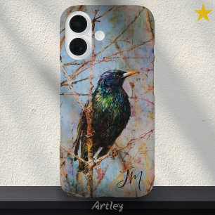 Coque Pour iPhone 16 European Starling Bird Peinture Nom personnalisé