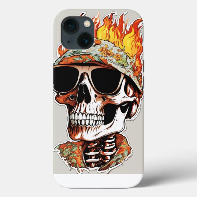 Coques Case-Mate iPhone Événement de roche et de roulis crâne et flammes (Verso)
