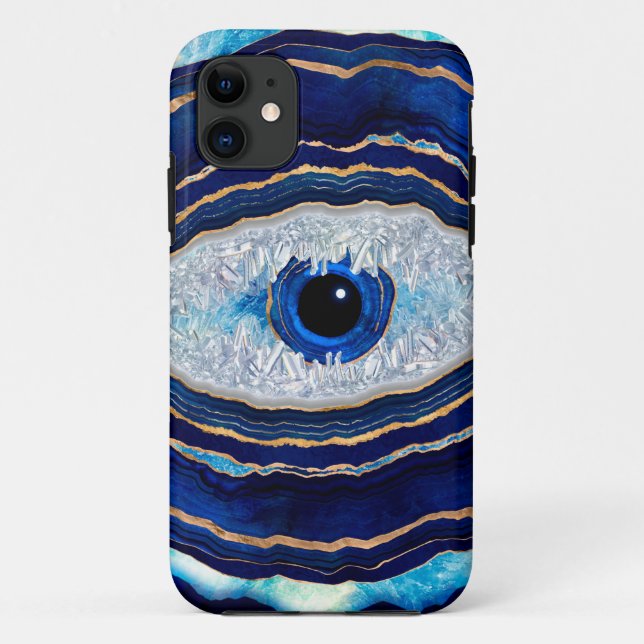 Coques Case-Mate iPhone Evil Bleu Agate Géode Ditital Art (Dos)
