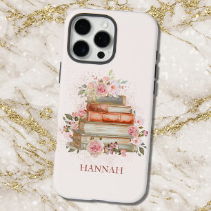 Coque iPhone 16 Pro Max Ex-libris de livres personnalisés et roses roses v