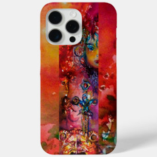 Coque iPhone 15 Pro Max EXCALIBUR /REINE DE L'ÉPÉE MAGIQUE Imaginaire roug