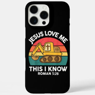 Coque iPhone 16 Pro Max Excavatrice chrétienne Jésus m'aime je sais cela