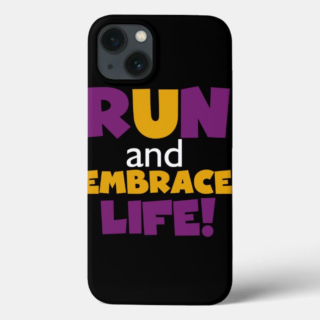 Coques Case-Mate iPhone Exécuter Embrasser la vie violet jaune (Verso)