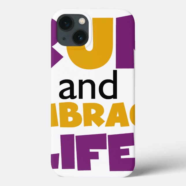 Coques Case-Mate iPhone Exécuter Embrasser la vie violet jaune (Verso)