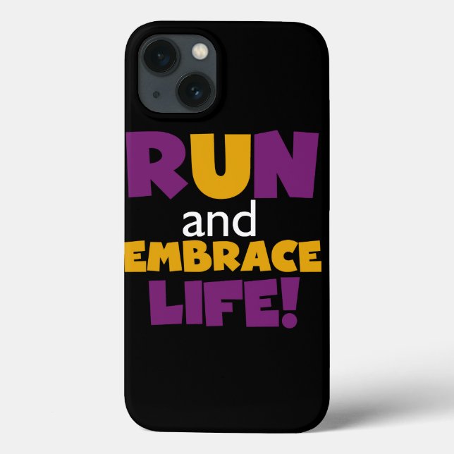 Coques Case-Mate iPhone Exécuter Embrasser la vie violet jaune (Verso)