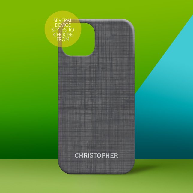 Coques Case-Mate iPhone Executive Linen Look Motif avec nom gris (Personalized Phone Case)