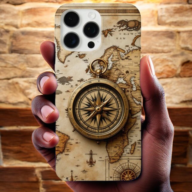 Coques Case-Mate iPhone Explorateur intemporel : Compass classique et cart (Créateur téléchargé)