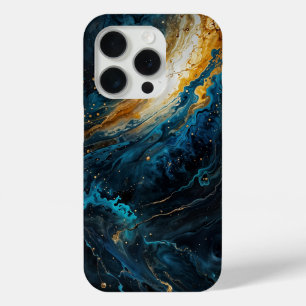 Coque Case-Mate iPhone Explosion cosmique Abstrait bleu et or