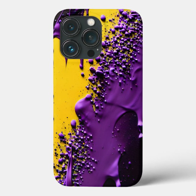 Coques Case-Mate iPhone Explosion texturée violet noir jaune (Verso)