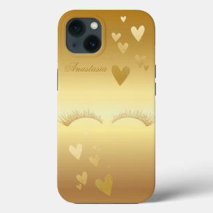 Case-Mate iPhone Case Extraordinaire, Cool, Gold Faux Lashes et Coeur