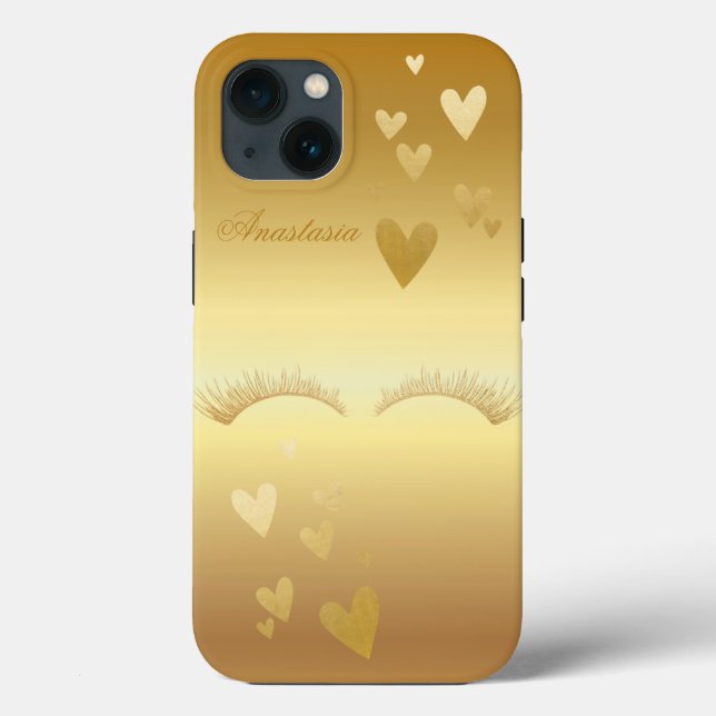 Coques Case-Mate iPhone Extraordinaire, Cool, Gold Faux Lashes et Coeur (Verso)