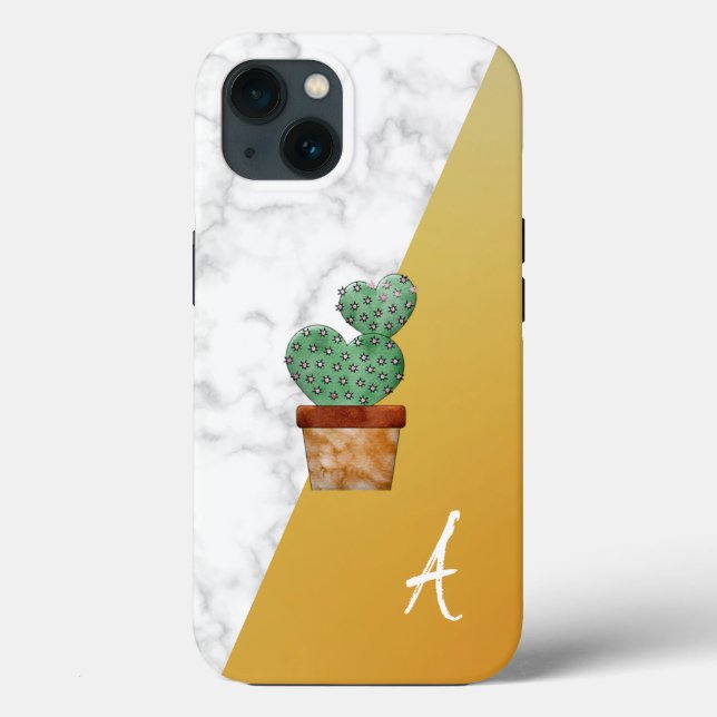 Coques Case-Mate iPhone Extraordinaire, Cool, Marbre blanc, Cactus, Monogr (Verso)