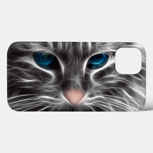Coques Case-Mate iPhone Face de chat bleu magnifique (Verso (horizontal))