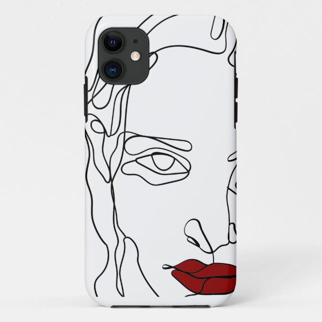 Coques Case-Mate iPhone Face de dessin minimaliste moderne à une ligne (Dos)