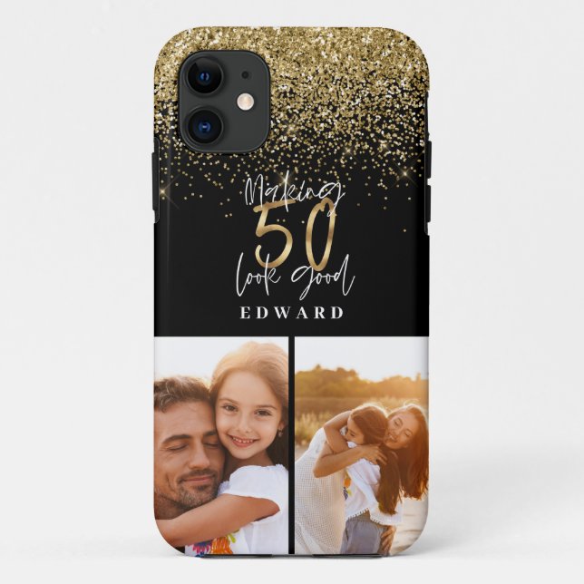 Coques Case-Mate iPhone Faire 50 look bon or noir photo anniversaire (Dos)
