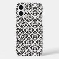 Faire défiler Damask noir sur Motif blanc