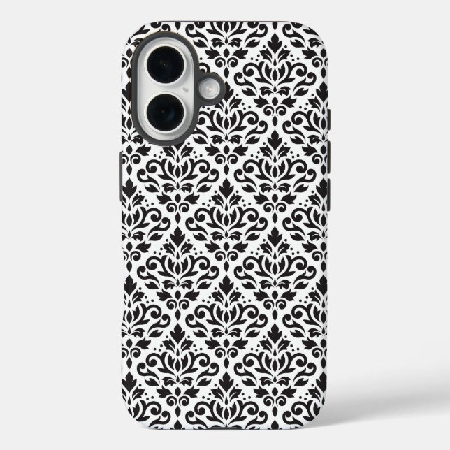 Coques Case-Mate iPhone Faire défiler Damask noir sur Motif blanc (Verso)