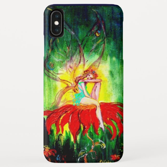 Coques Case-Mate iPhone FAIRY DREAMING SUR LA FLEURS ROUGE vert jaune (Dos)