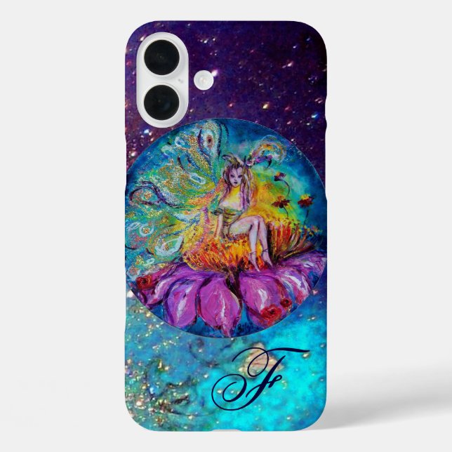 Coques Case-Mate iPhone FAIRY IN THE NIGHT Blue Turquoise Monogramme (Verso)