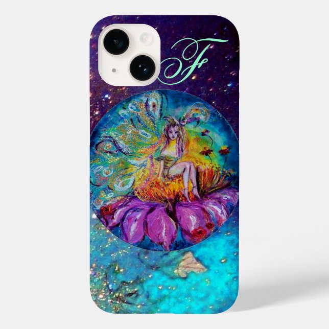 Coques Case-Mate iPhone FAIRY IN THE NIGHT Blue Turquoise Monogramme (Verso)