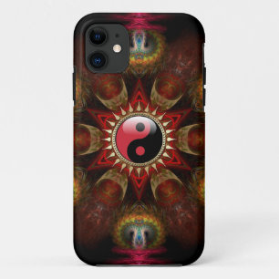 Coques Pour iPhone Fait avec amour : Étoile rouge de fractale de